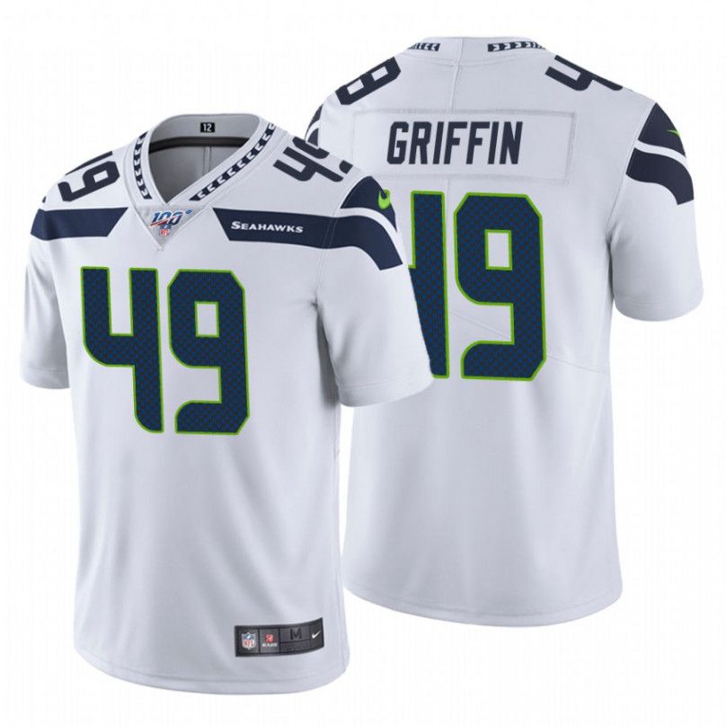Men Seattle Seahawks 49 Shaquem Griffin Nike White 100th Vapor Limited NFL Jersey